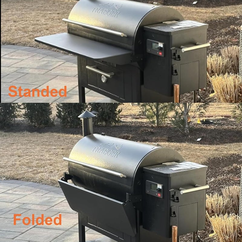 Utheer Folding Front Shelf for Traeger Pro 34, Century 885, Texas Elite 34 Pellet Grills, BAC363 Grill Accessory 37" x 12", Heavy-Duty Steel Table Supports 60 LBS, Foldable Prep & Storage Station - Image 2