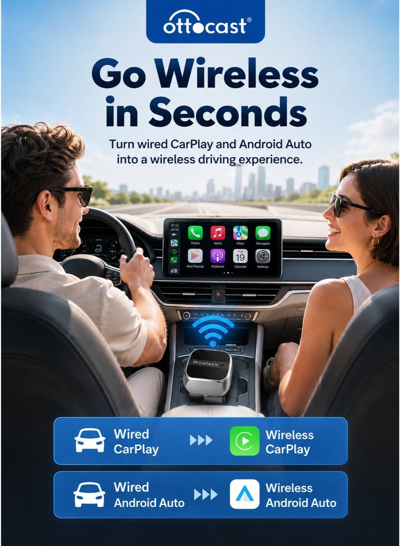 OTTOCAST CP88-M2 Wireless CarPlay & Android Auto Adapter for Factory Wired CarPlay Cars, Plug & Play USB Dongle, 5GHz WiFi, Auto Reconnect - Image 5