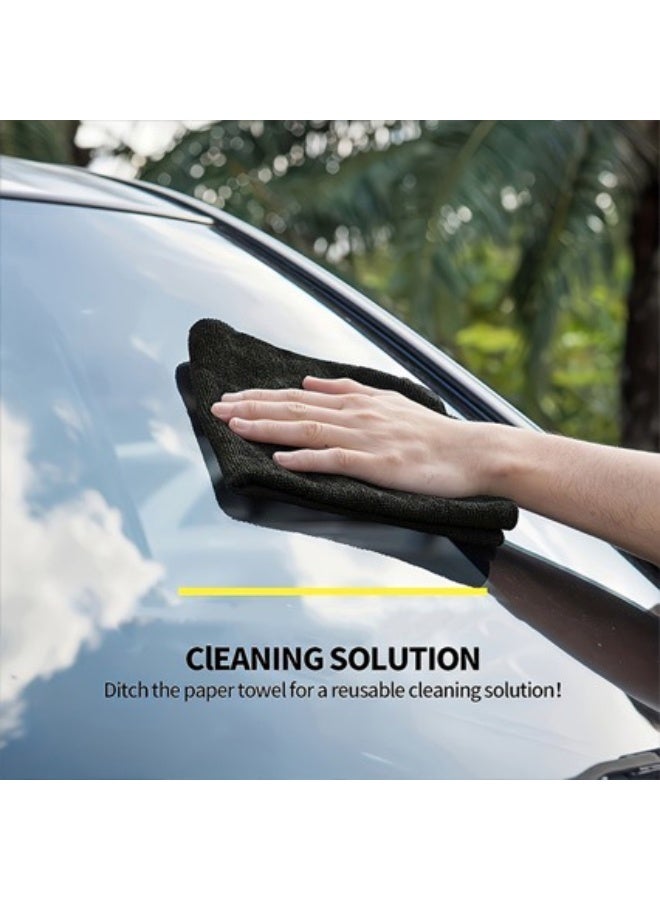 Black Microfiber Cleaning Cloth 25cm x 25cm, Soft Highly Absorbent Towel for Car Washing, Home & Kitchen Cleaning - Image 3