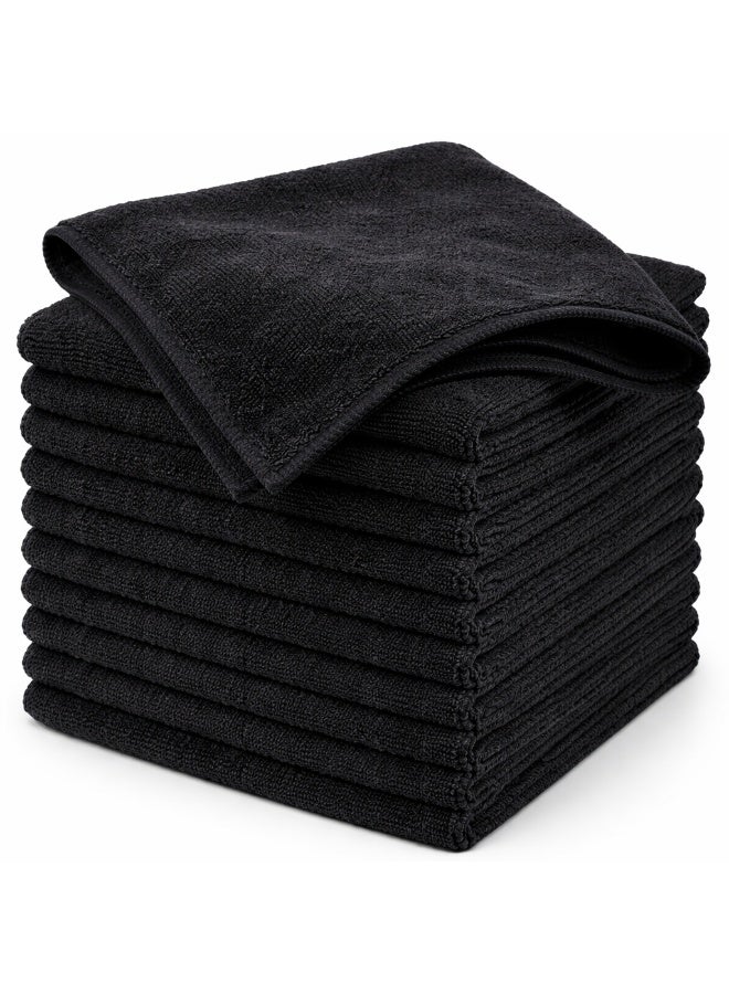 Black Microfiber Cleaning Cloth 25cm x 25cm, Soft Highly Absorbent Towel for Car Washing, Home & Kitchen Cleaning - Image 1