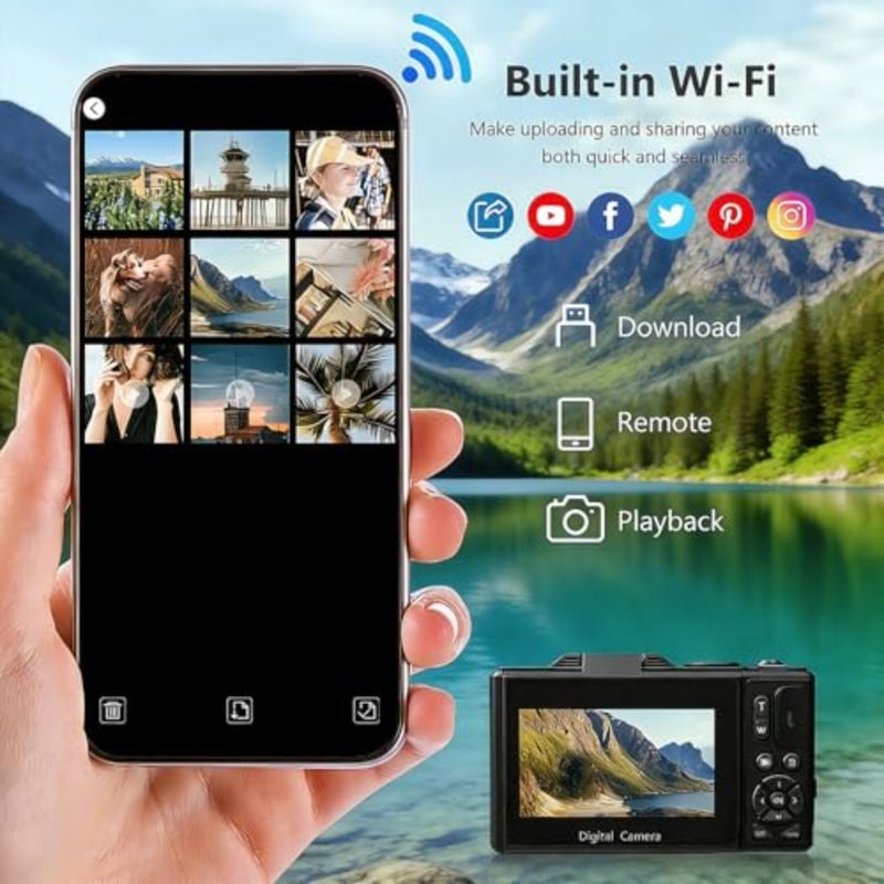 4K Digital Camera for Photography, 64MP Vlogging Camera for YouTube with 3" 180° Flip Screen, 18X Digital Zoom Point and Shoot Camara with 32GB Micro SD Card for Beginner Black - Image 3