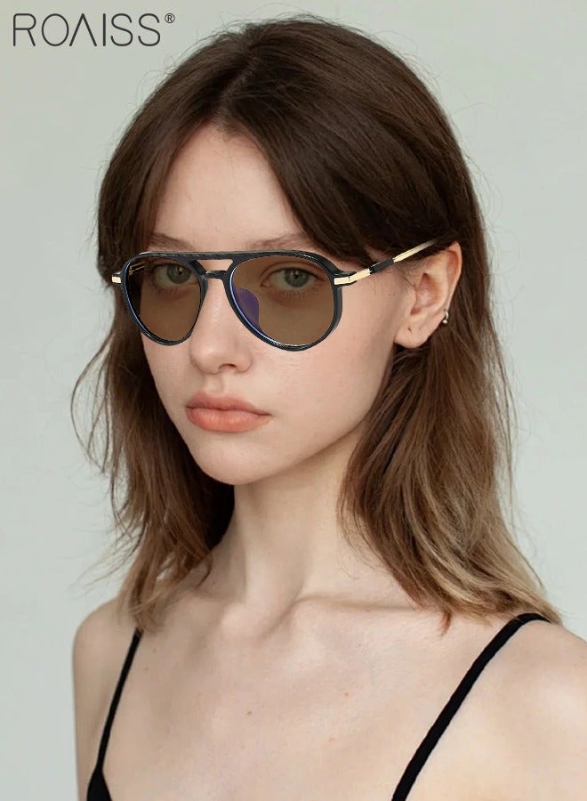 roaiss Blue Light Blocking Glasses Anti UV and Glare Blue Light Filter Computer Glasses Aviator Color Changing Eyewear for Men Women Black Gold 52mm  - Image 2
