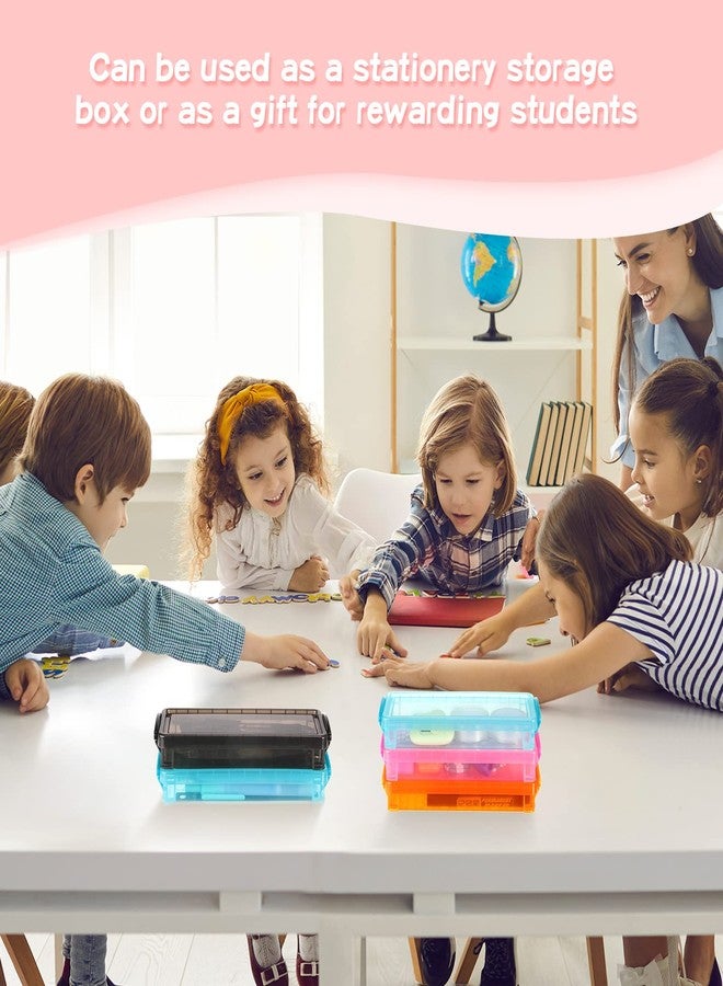 Glenmal 10 Packs Plastic Pencil Box Stackable Pencil Case Bulk Crayon Box with Snap Tight Lid Plastic Brush Painting Storage Organizer for School Office Home Supplies (Colorful) - Image 5