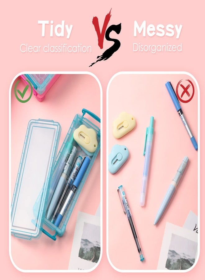 Glenmal 10 Packs Plastic Pencil Box Stackable Pencil Case Bulk Crayon Box with Snap Tight Lid Plastic Brush Painting Storage Organizer for School Office Home Supplies (Colorful) - Image 4