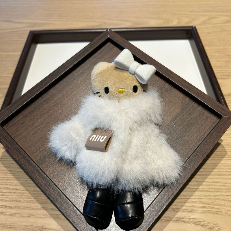 Faux Fur Long-Legged KT Plush Toy Bag Charm Keychain 15cm - Image 2