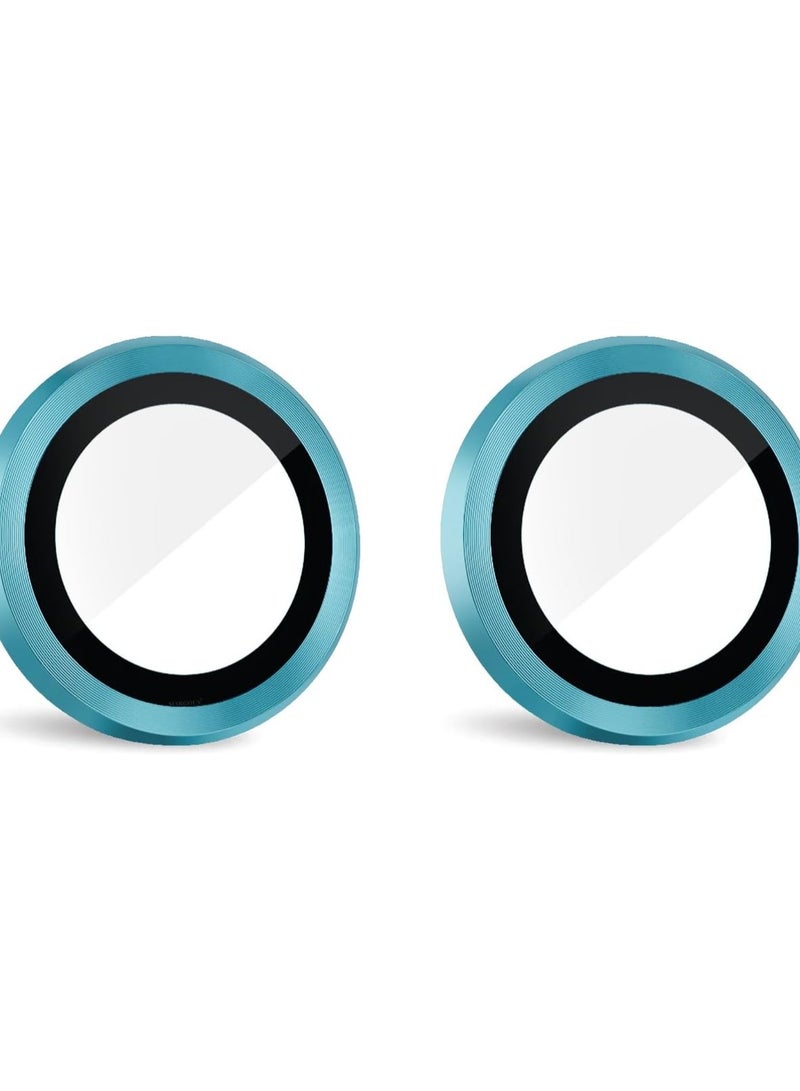 Camera Lens Protector for iPhone 16plus Tempered Glass Aluminum Ring Cover, HD Clear, iPhone Camera Design Matching, Anti-Reflection, Anti-Scratch, Full Set (cyan) - Image 2