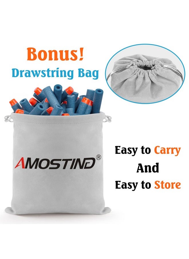 AMOSTING - 100Pcs Refill Bullets Ammo Pack Compatible With Nerf Guns For Nerf N Strike Elite 2.0 Series Compatible With All Elite Blasters Toy Guns (Blue) With Storage Bag - Image 1