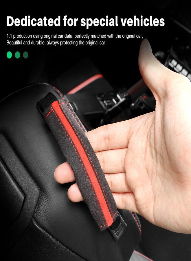 KUNGKIC طقم أغطية وسادات أحزمة الأمان من KUNGKIC بتصميم ألكانتارا لسيارات تويوتا GR86 وسوبارو BRZ موديلات 2021-2024، باللون الأحمر، إكسسوارات تزيين داخلية. - Image 3