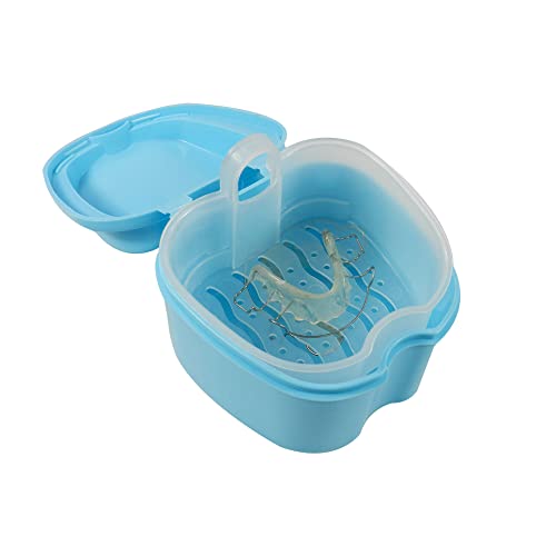 Dentosmile Denture Box in Light Blue Color - Dental Orthodontic Retainer Case | Teeth Storage Box, Denture Storage Case Fake Tooth Holder with Strainer (1) - Image 5