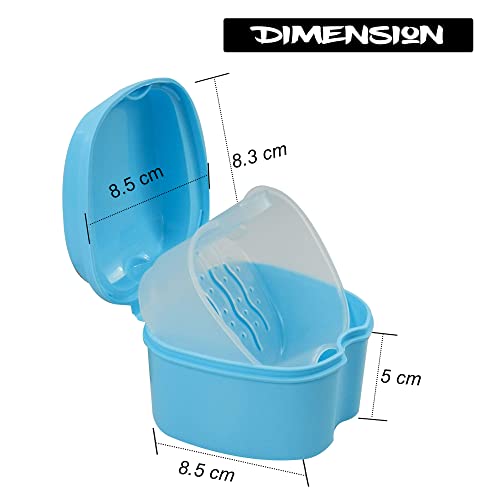 Dentosmile Denture Box in Light Blue Color - Dental Orthodontic Retainer Case | Teeth Storage Box, Denture Storage Case Fake Tooth Holder with Strainer (1) - Image 3