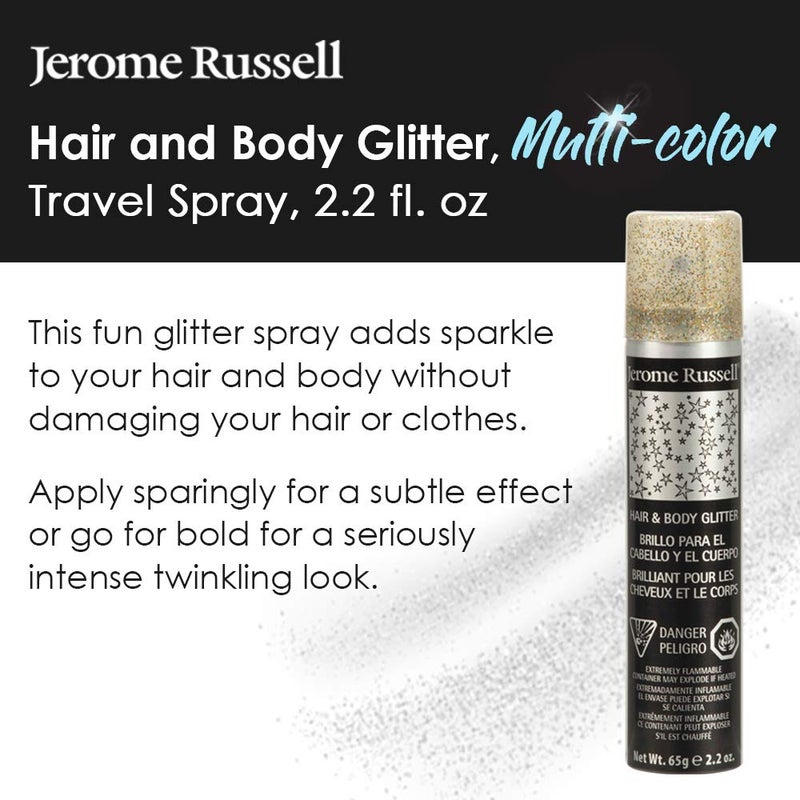 Jerome Russell Temporary Hair and Body Glitter Color Spray, Travel Spray, Lightweight, Adds Sparkly Shimmery Glow, Perfect to use On Hair, Skin, or Clothing, 2.2 oz - Multi-Color x 1 Pack - Image 3