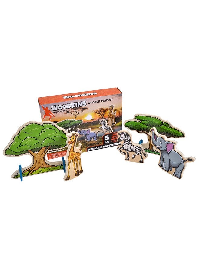 Wild Republic Wild Republic, Woodkins African Wooden Playset, Gift for Kids, Great for Innovative Play, Eco Friendly, Five Piece Boxed Set 