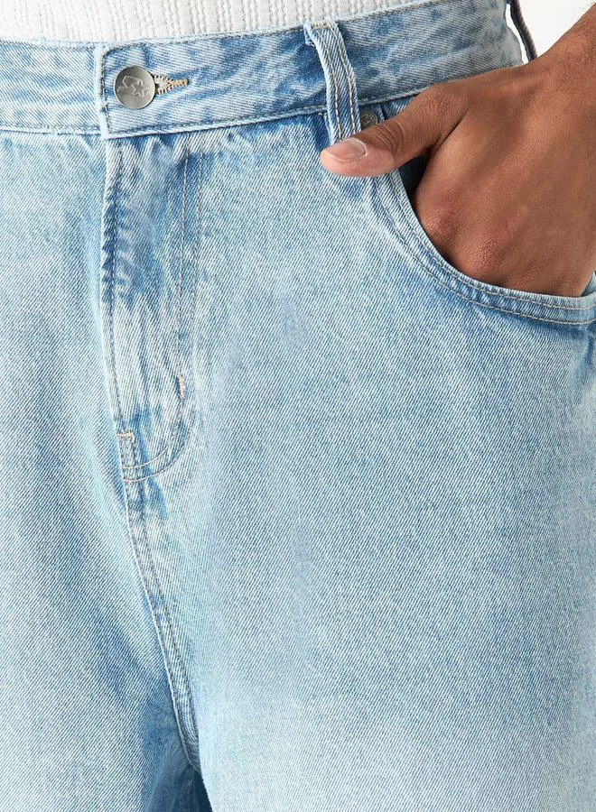 STARTER Ecko Unltd Solid Shorts with Button Closure and Pockets