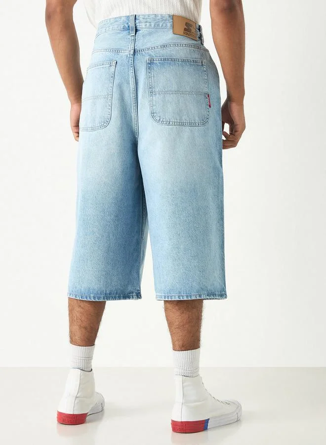 STARTER Ecko Unltd Solid Shorts with Button Closure and Pockets