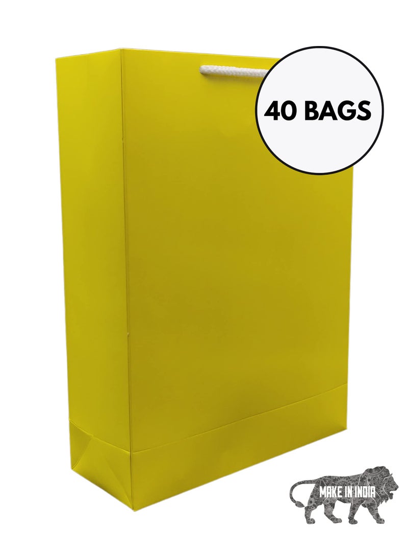 Arrow Paper Bags Gift Bags for Gifting, Weddings, Birthday,Holiday Presents -Yellow (28 cm x 20 cm x 7.5 cm, Pack of 40) - Image 3