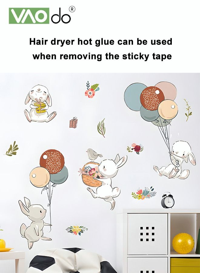 VAOdo Printed Wall Sticker Bunny Balloon Flower Children'S Room Decoration Pvc Waterproof Wall Sticker Porch Bedroom Living Room Decoration Wall Sticker - Image 5