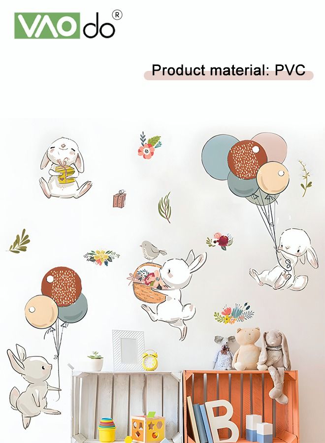VAOdo Printed Wall Sticker Bunny Balloon Flower Children'S Room Decoration Pvc Waterproof Wall Sticker Porch Bedroom Living Room Decoration Wall Sticker - Image 2
