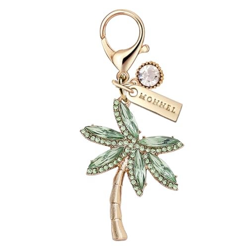 MONNEL MC384 Crystal Coconut Tree Lobster Clasp Charm for Women with Velvet Bag (Green,1 Piece) - Image 4