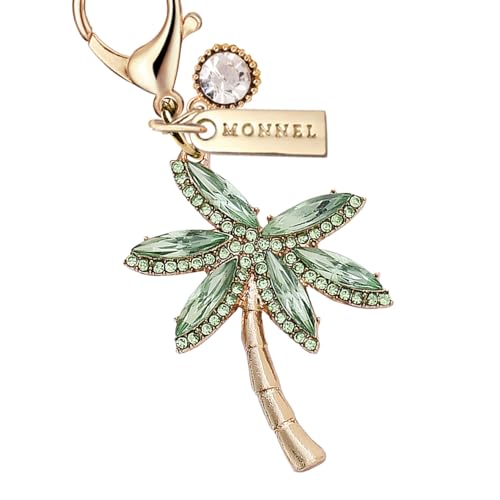 MONNEL MC384 Crystal Coconut Tree Lobster Clasp Charm for Women with Velvet Bag (Green,1 Piece) - Image 2