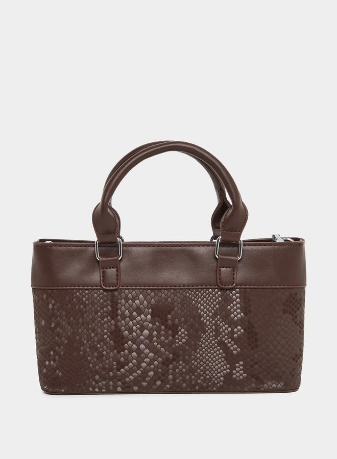 Styli Snake Skin Print Handbag with Dual Handle - Image 3