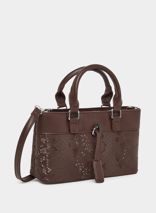 Styli Snake Skin Print Handbag with Dual Handle - Image 1
