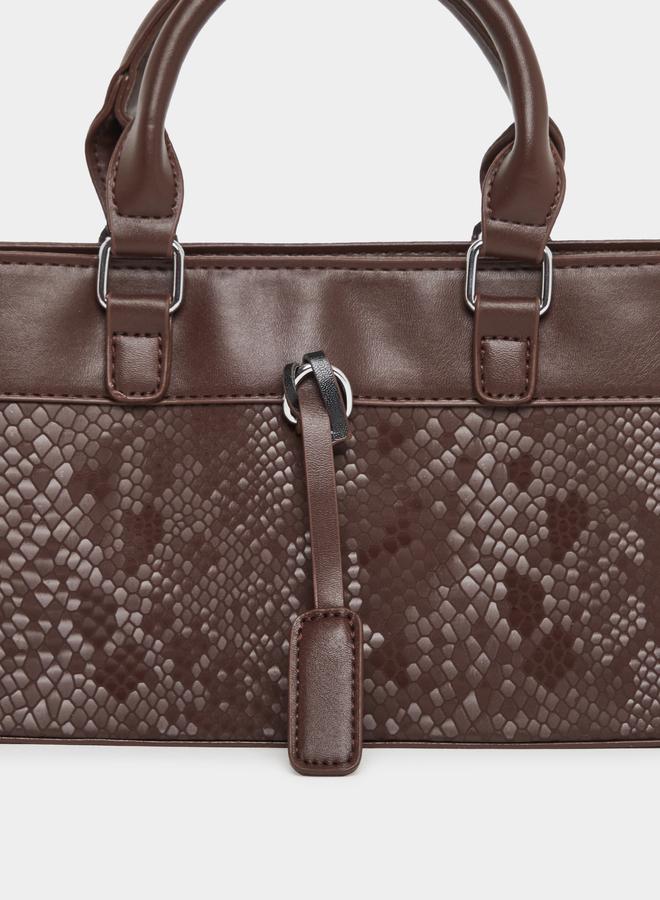 Styli Snake Skin Print Handbag with Dual Handle - Image 2