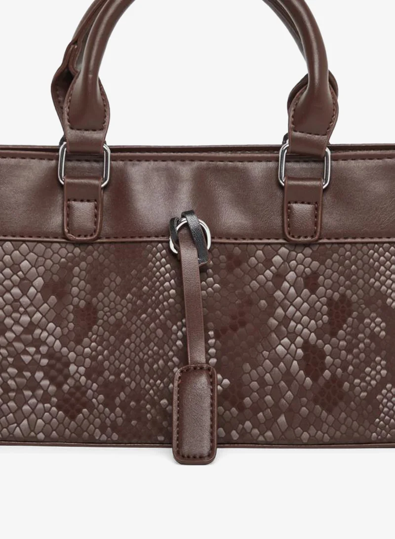 Styli Styli Snake Skin Print Handbag with Dual Handle