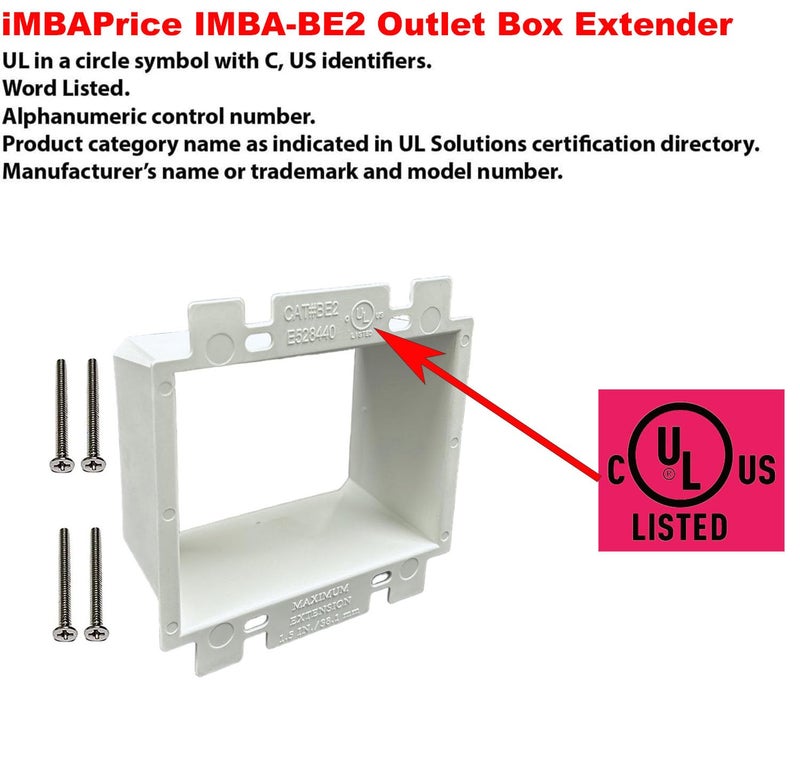 iMBAPrice IMBA-BE2-2 (UL Listed) 2-Gang Non-Metallic Electrical Power Outlet Box Extender for Power Switch Receptacles Accessories, 2-Pack - Image 2