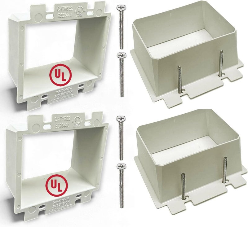 iMBAPrice IMBA-BE2-2 (UL Listed) 2-Gang Non-Metallic Electrical Power Outlet Box Extender for Power Switch Receptacles Accessories, 2-Pack - Image 1