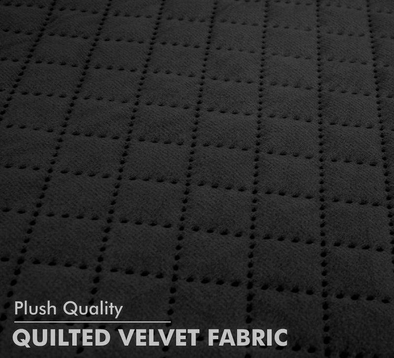 Yellow Weaves 3 Seater Self Design Quilted Sofa Cover, Seat & Back Cover, Color - Black - Velvet - Image 3
