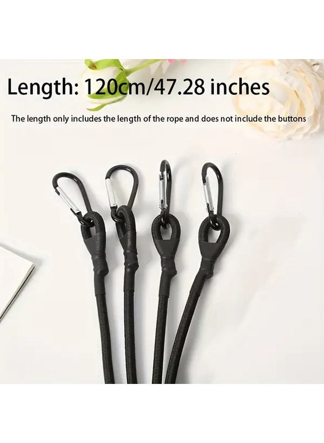 Premium Black Elastic Rope Strap 4pcs with Card Drill Hook 47 Inches for Outdoor Tent Luggage Rack Camping Cargo Bicycle - Image 1