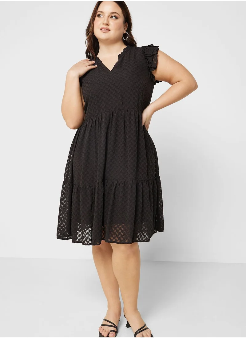 Only Carmakoma Ruffle Sleeve Tiered Dress