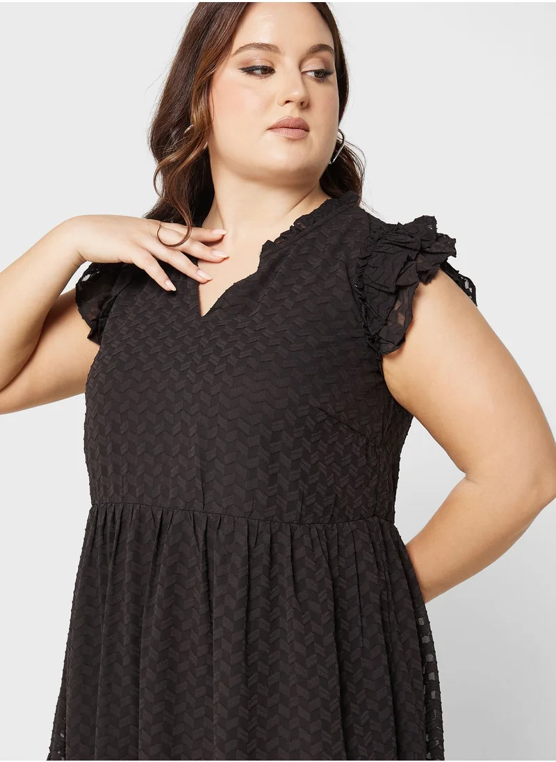 Only Carmakoma Ruffle Sleeve Tiered Dress