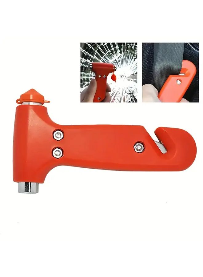 Red 2 In 1 Emergency Safety Hammer Window Breaker And Seatbelt Cutter Compact Car Escape Tool - Image 1