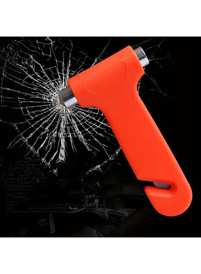 Red 2 In 1 Emergency Safety Hammer Window Breaker And Seatbelt Cutter Compact Car Escape Tool - Image 2