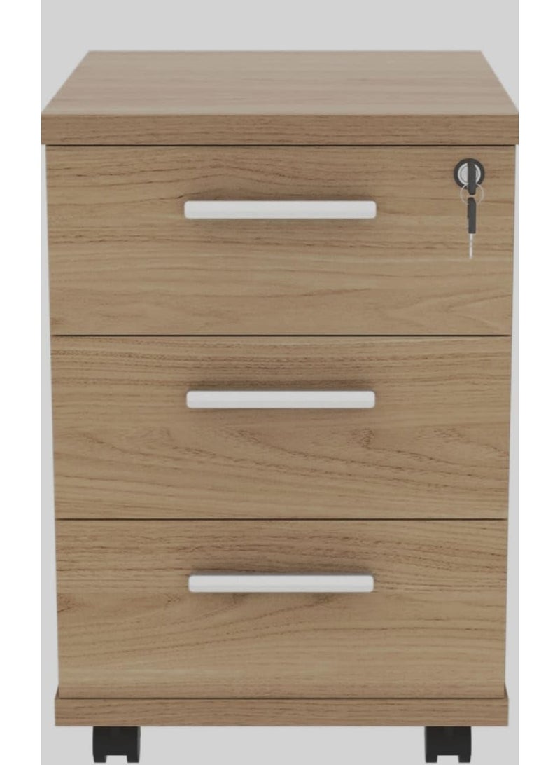 وحدة أدراج خشبية متحركة – 3 أدراج للتخزين المنزلي والمكتبي - Image 1