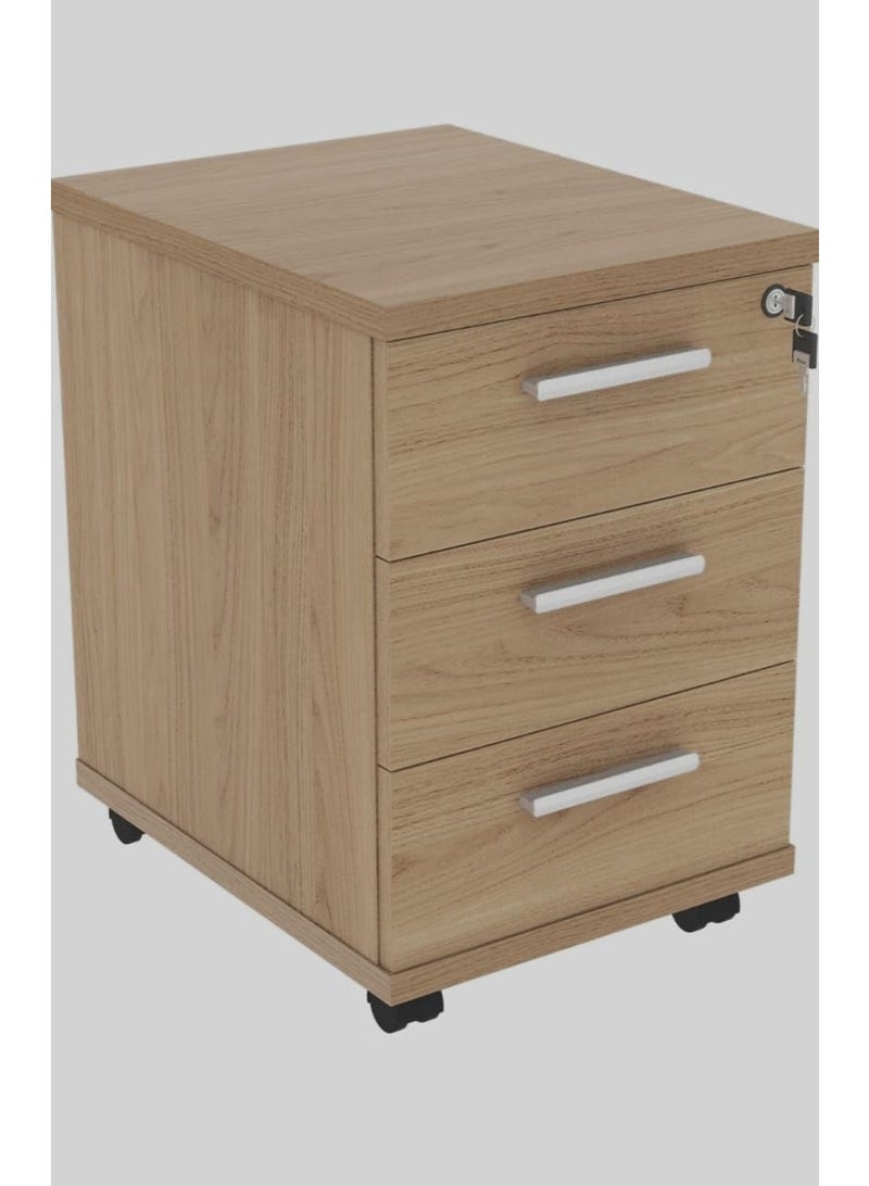 وحدة أدراج خشبية متحركة – 3 أدراج للتخزين المنزلي والمكتبي - Image 2