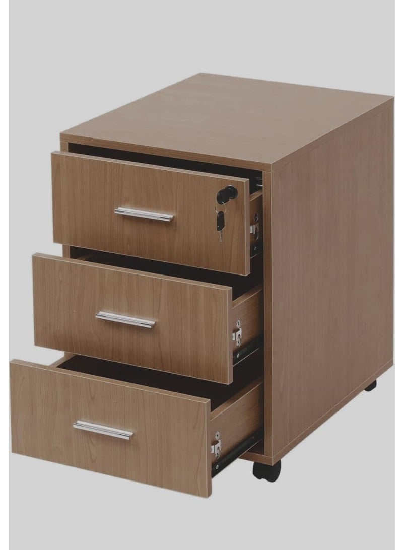 وحدة أدراج خشبية متحركة – 3 أدراج للتخزين المنزلي والمكتبي - Image 3