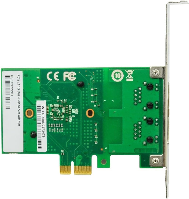 بطاقة شبكة نطاق غيغابت من NALACAL مزودة بشريحة Intel I350 ومنفذين RJ45 مزدوجين، بتقنية PCI Express 2.1، وتتميز بتصميم منخفض الارتفاع، مناسبة لأنظمة Windows/Windows Server/Linux. مقارنة ببطاقة الشبكة Intel I350-T2. - Image 2