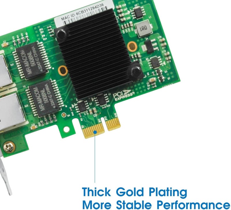 بطاقة شبكة نطاق غيغابت من NALACAL مزودة بشريحة Intel I350 ومنفذين RJ45 مزدوجين، بتقنية PCI Express 2.1، وتتميز بتصميم منخفض الارتفاع، مناسبة لأنظمة Windows/Windows Server/Linux. مقارنة ببطاقة الشبكة Intel I350-T2. - Image 5