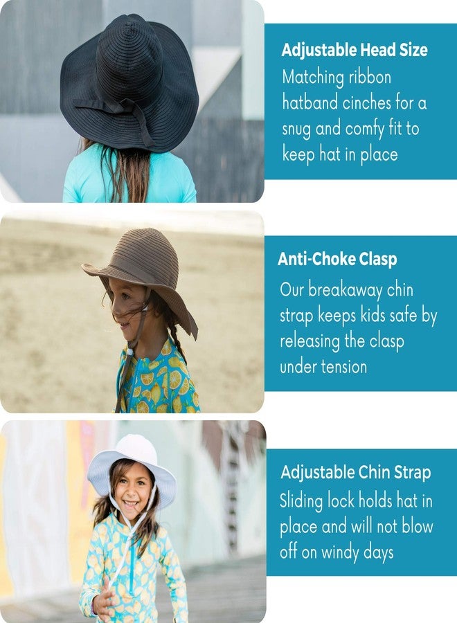 SwimZip Girls' Wide Brim Sun Hat - UPF 50+ Sun Protection Black - Image 4