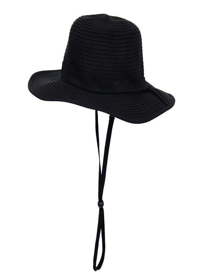 SwimZip Girls' Wide Brim Sun Hat - UPF 50+ Sun Protection Black - Image 1