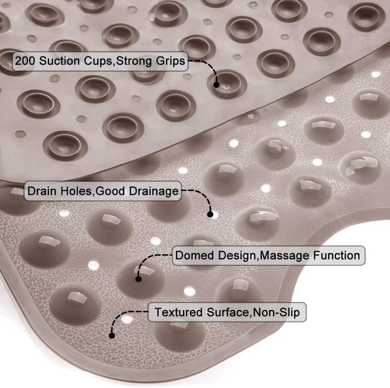 Linoows Bathtub and Shower Mats, Extra Long Non-Slip Bath Tub Mat 39 x 16 Inch, Machine Washable Bathmat with Suction Cups & Drain Holes for Bathroom Floor, Tan - Image 3