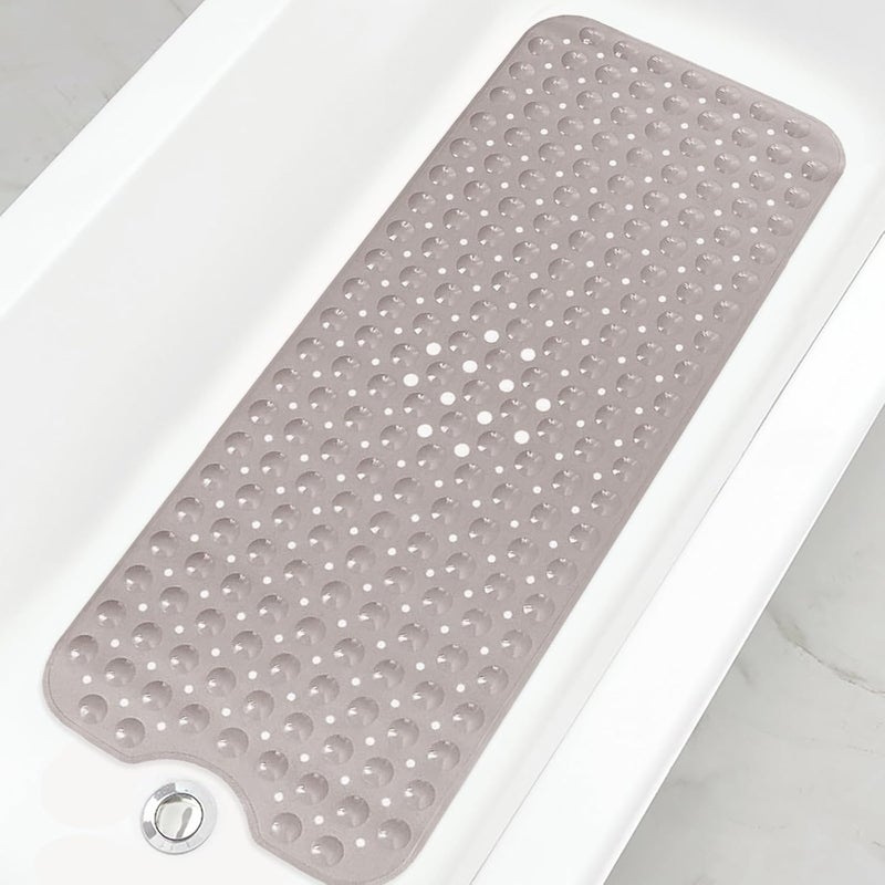 Linoows Bathtub and Shower Mats, Extra Long Non-Slip Bath Tub Mat 39 x 16 Inch, Machine Washable Bathmat with Suction Cups & Drain Holes for Bathroom Floor, Tan - Image 1