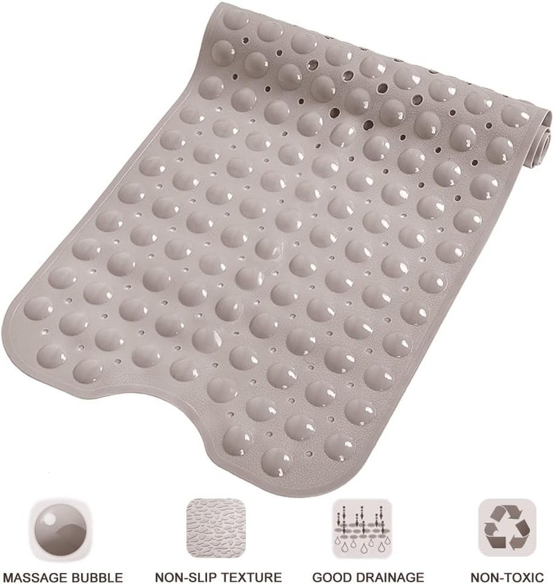Linoows Bathtub and Shower Mats, Extra Long Non-Slip Bath Tub Mat 39 x 16 Inch, Machine Washable Bathmat with Suction Cups & Drain Holes for Bathroom Floor, Tan - Image 5