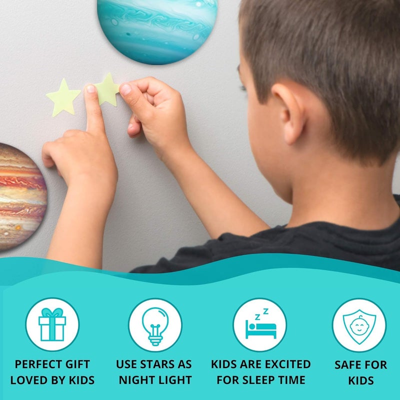 LUMOSX Glow in The Dark Stars and Planets - 534 pcs with Constellation E-Book | Solar System Wall Decal, Planet Wall Decals, Space Wall Stickers, and Space Wall Decals for Kids Room Decor (Green) - Image 5
