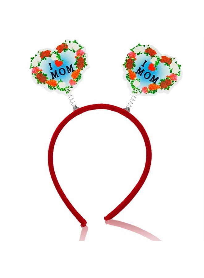Doneace Happy Mothers Day Headband Mother's Day Hair Hoop Flowers Head Boppers Headwear Blue Heart Costume Party Decoration Floral Hair Ornament Supplies Blossom Hair Accessories Favors for Women Kids 1PCS - Image 1