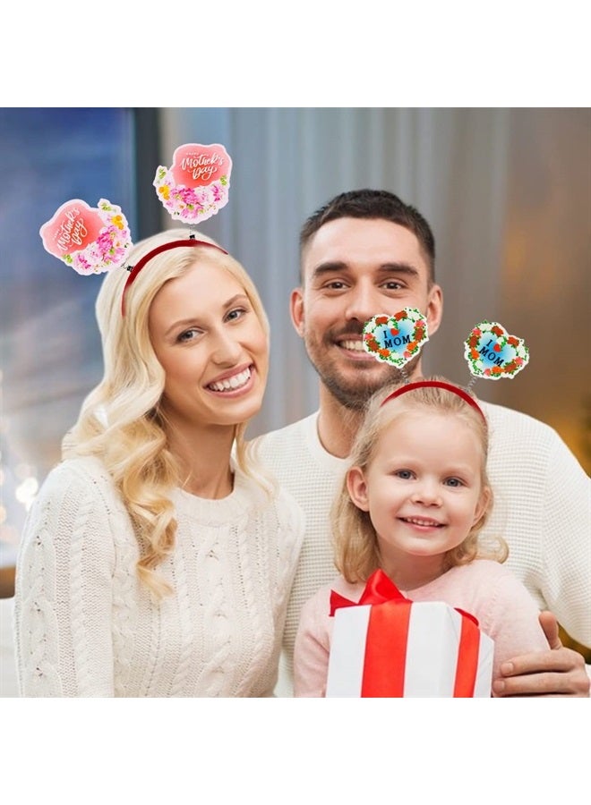 Doneace Happy Mothers Day Headband Mother's Day Hair Hoop Flowers Head Boppers Headwear Blue Heart Costume Party Decoration Floral Hair Ornament Supplies Blossom Hair Accessories Favors for Women Kids 1PCS - Image 4