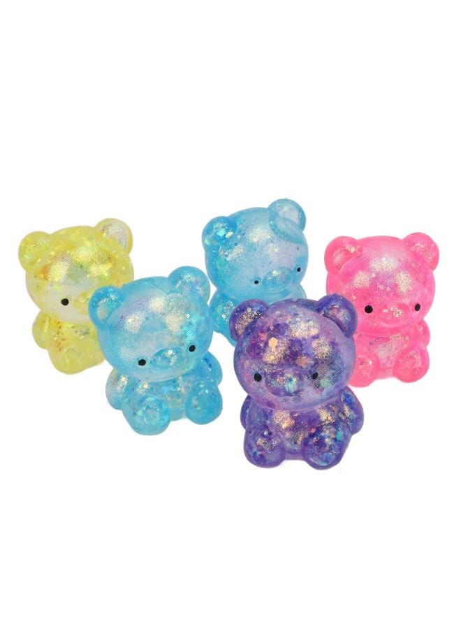 Annadue Squishy Bear Stress Balls, 5 Pieces TPR Squishy Animals Slow Growth Elastic Paste Balls, Squeeze Stress Ball Squishy Fidget Toys Stress Relief Toy