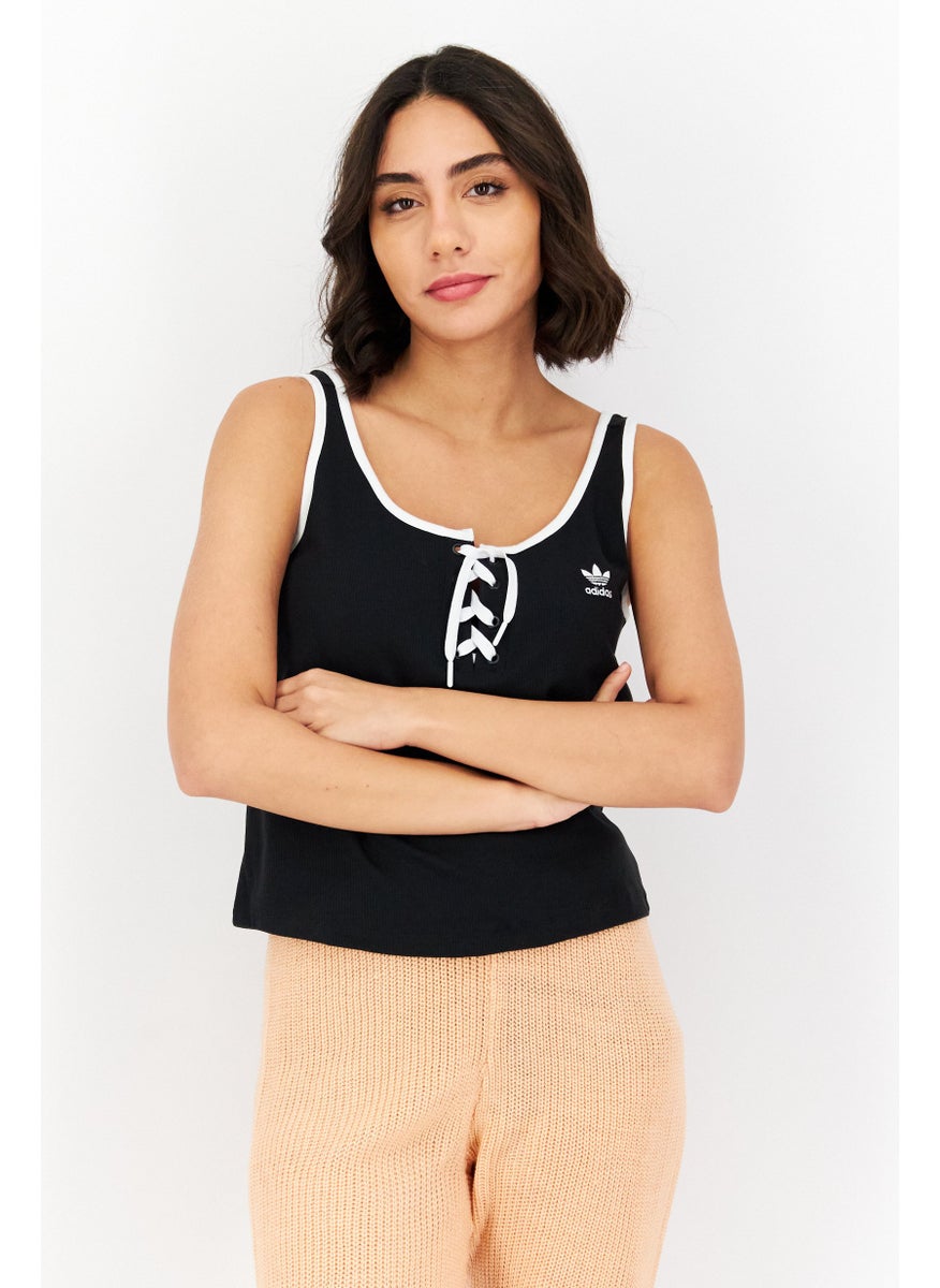 adidas Originals - Women Plus Size Brand Logo Tank Top, Black - Image 1